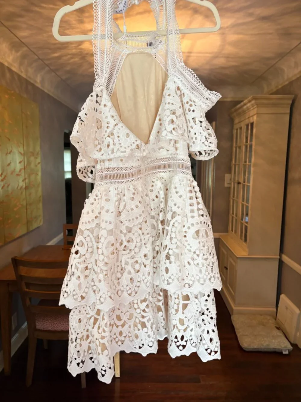 NWT Elliatt White Crochet Lace Cold Shoulder Minidress (Bridal). Size M